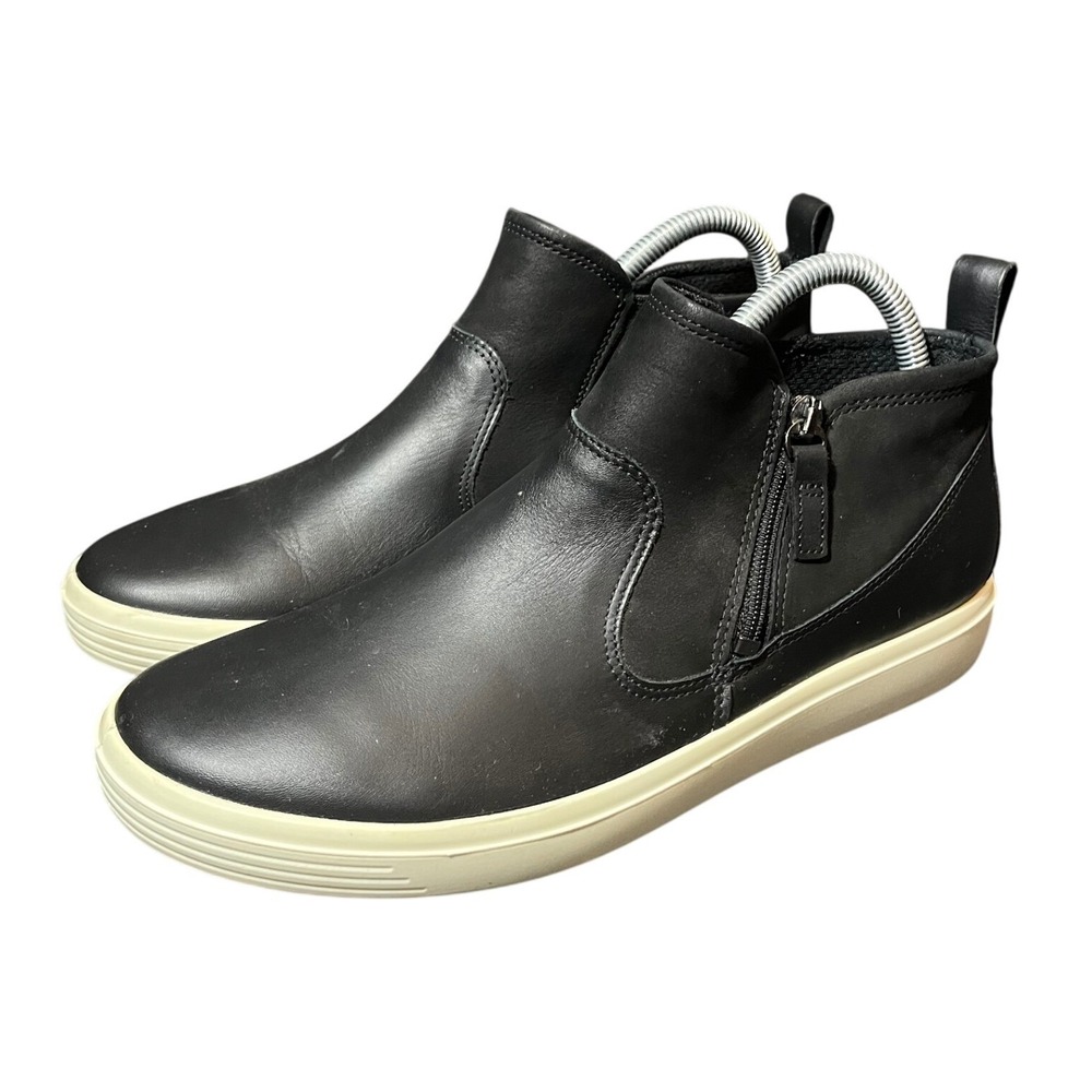 ECCO Soft 7 Zip Booties‎ Womens 40 US 9-9.5 Black Leather Low Cut Sneakers